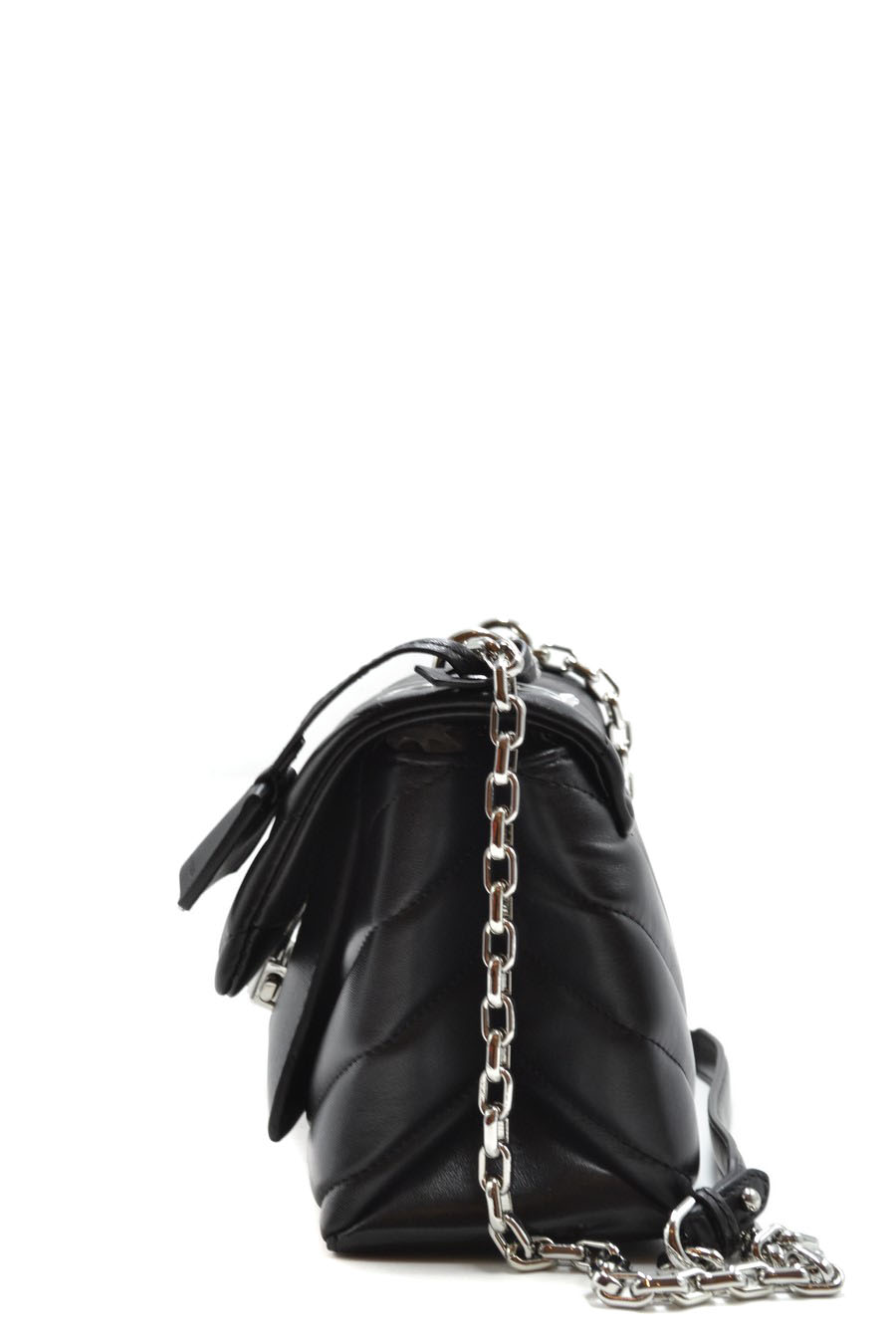 michael kors black purse with silver chain