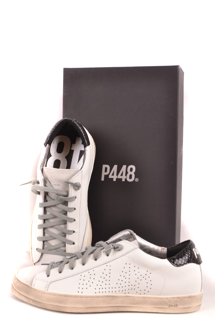P448 Sneakers John FVP212476360 Silver leather - Central.co.th