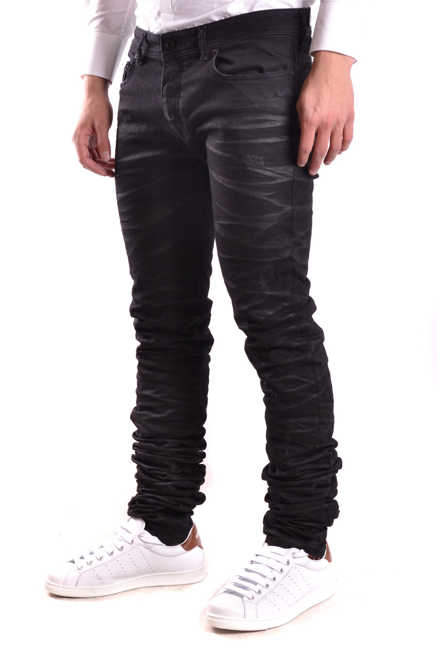 Diesel BLACK GOLD Coated Wool PERKUNO Biker Pants with Ankle Zip women -  Glamood Outlet